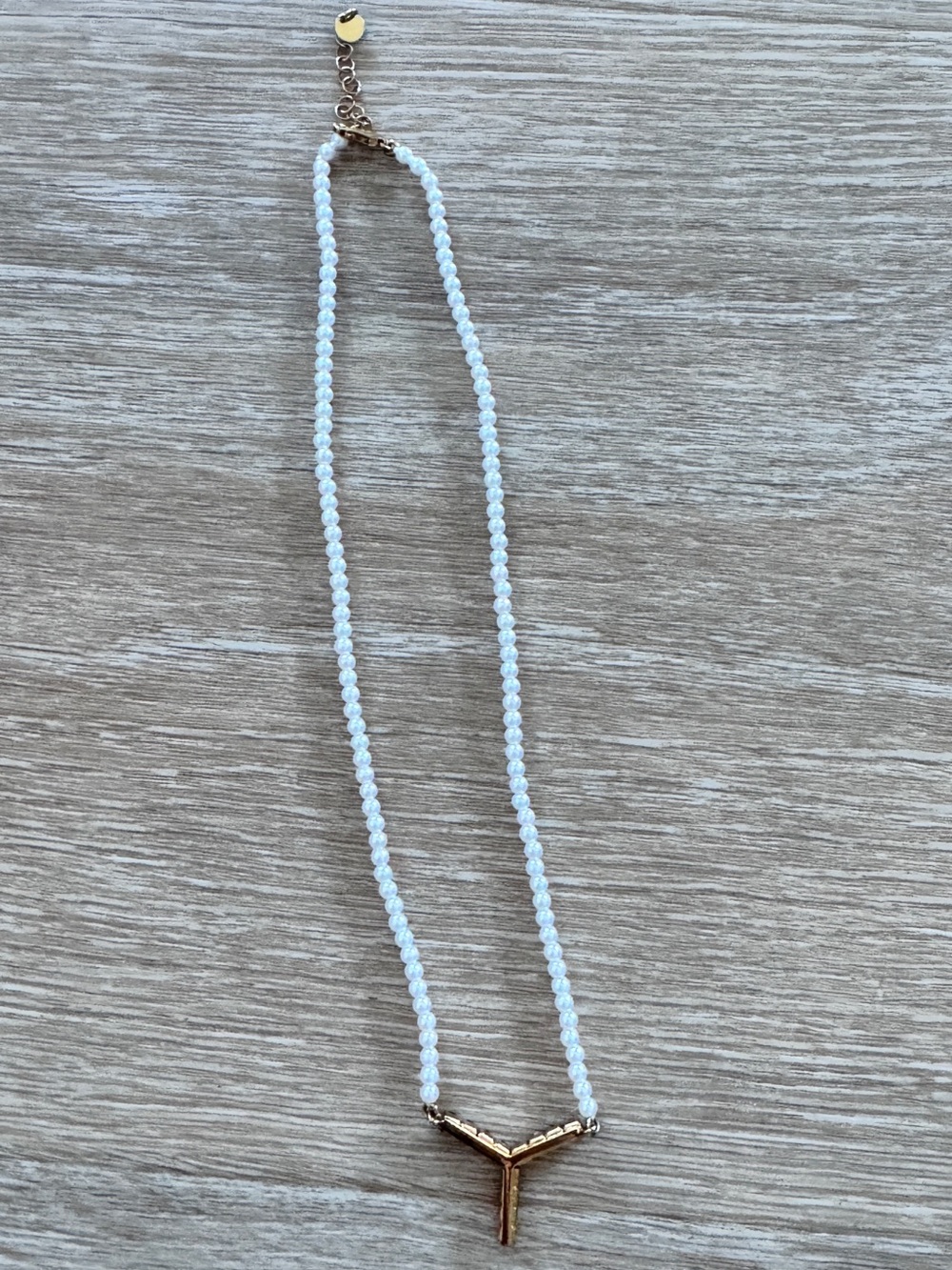 Y/Project White Bead Necklace with Gold Y Pendant